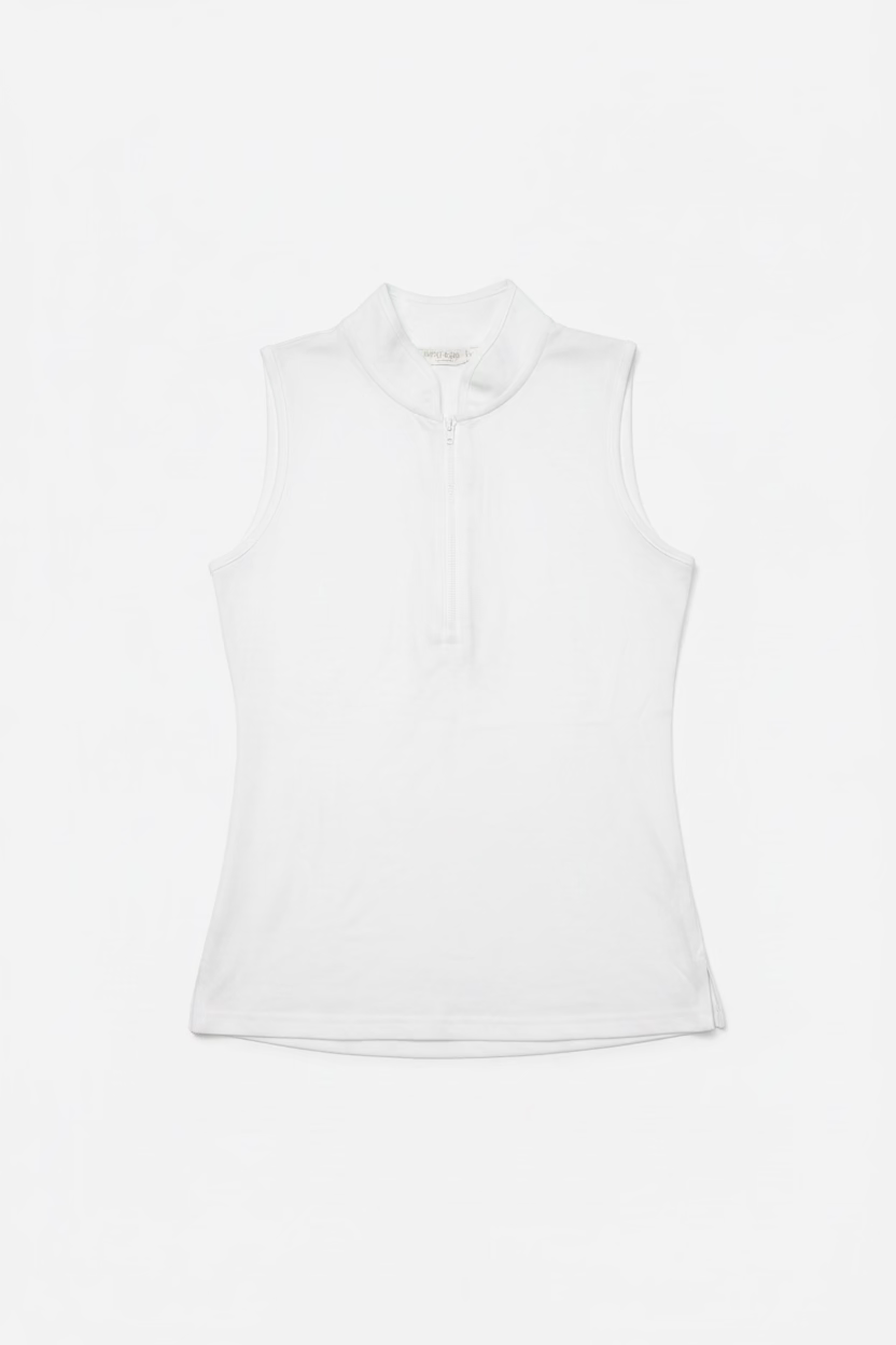 Smith & Quinn Kennedy Pique Quarter Zip Sleeveless Polo - White