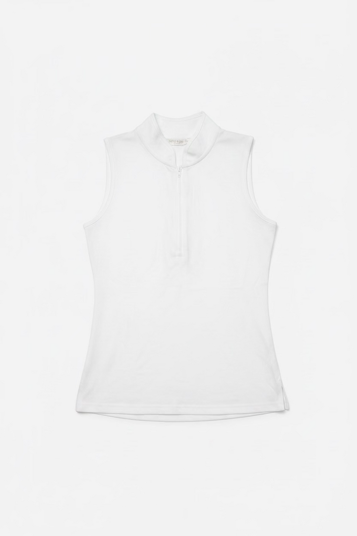 Smith & Quinn Kennedy Pique Quarter Zip Sleeveless Polo - White