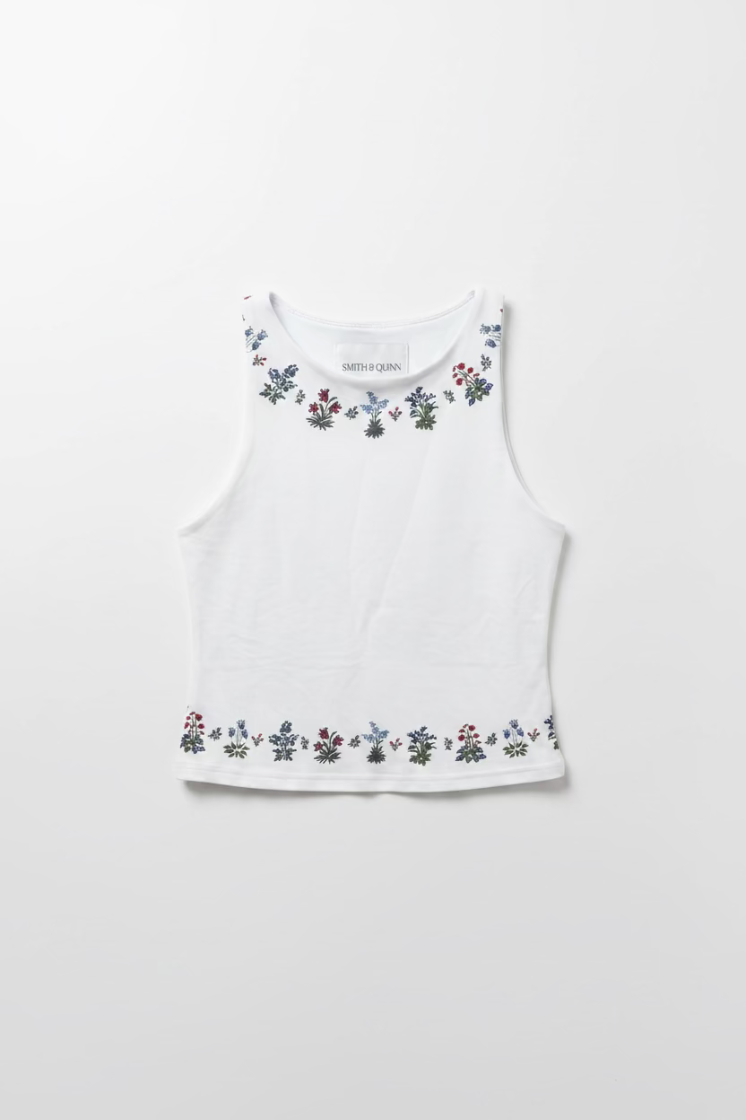 Smith & Quinn Womens Floral Sleeveless Top - White/Bouquet Of Flowers