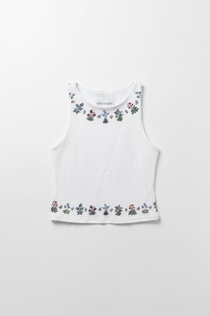 Smith & Quinn Womens Floral Sleeveless Top - White/Bouquet Of Flowers