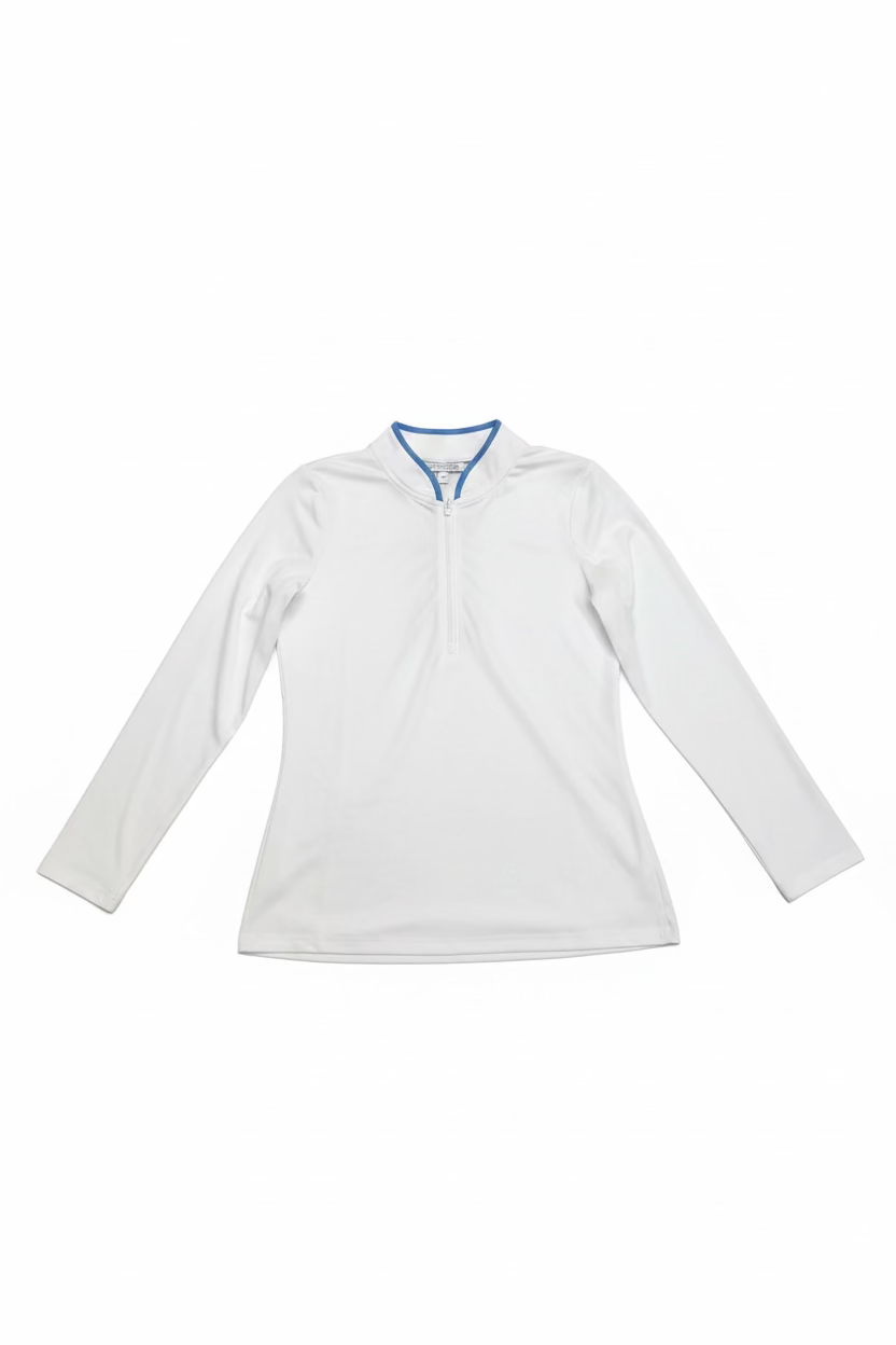 Smith & Quinn Carey Quarter Zip Long Sleeve Polo - White/Hydrangea