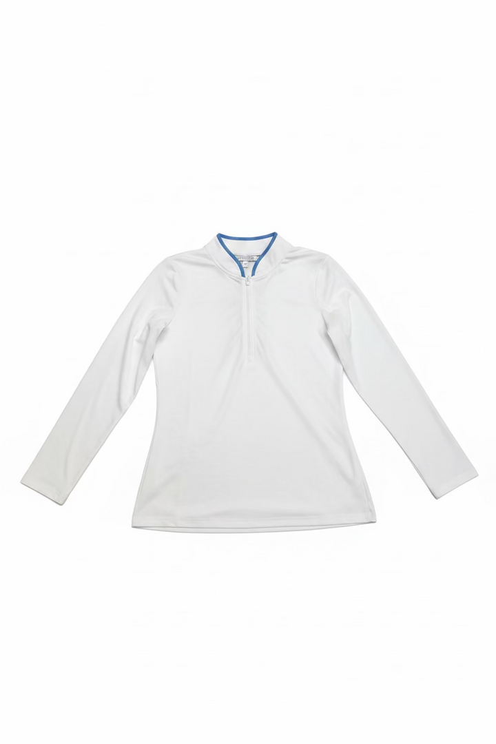 Smith & Quinn Carey Quarter Zip Long Sleeve Polo - White/Hydrangea