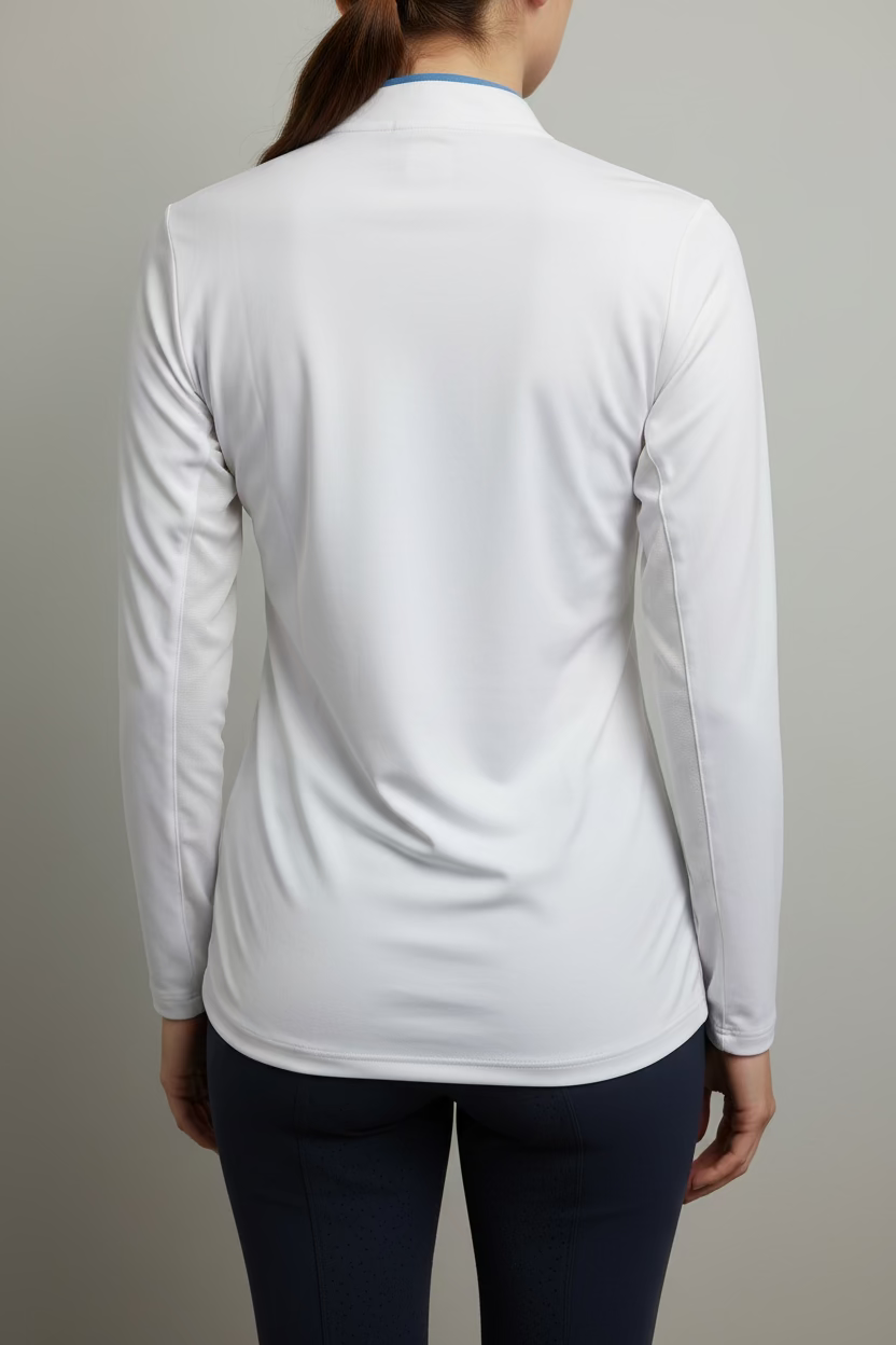 Smith & Quinn Carey Quarter Zip Long Sleeve Polo - White/Hydrangea