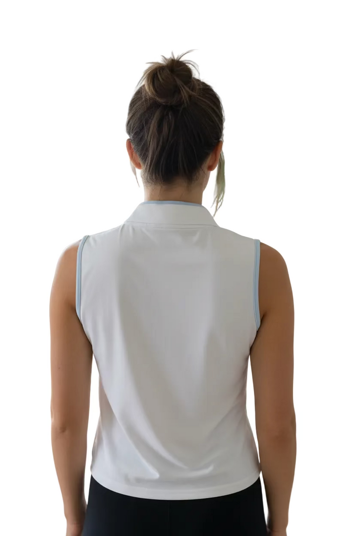 Smith & Quinn Kennedy Quarter Zip Sleeveless Top - White/Lake