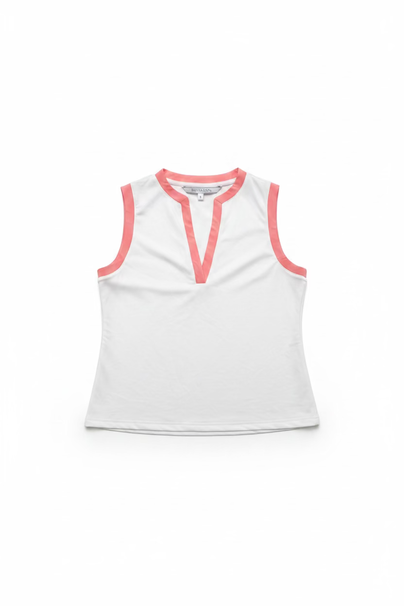 Smith & Quinn Womens Stevie V-Neck Sleeveless Top - White/Macaron