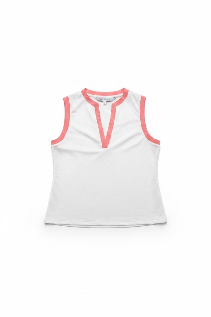 Smith & Quinn Womens Stevie V-Neck Sleeveless Top - White/Macaron
