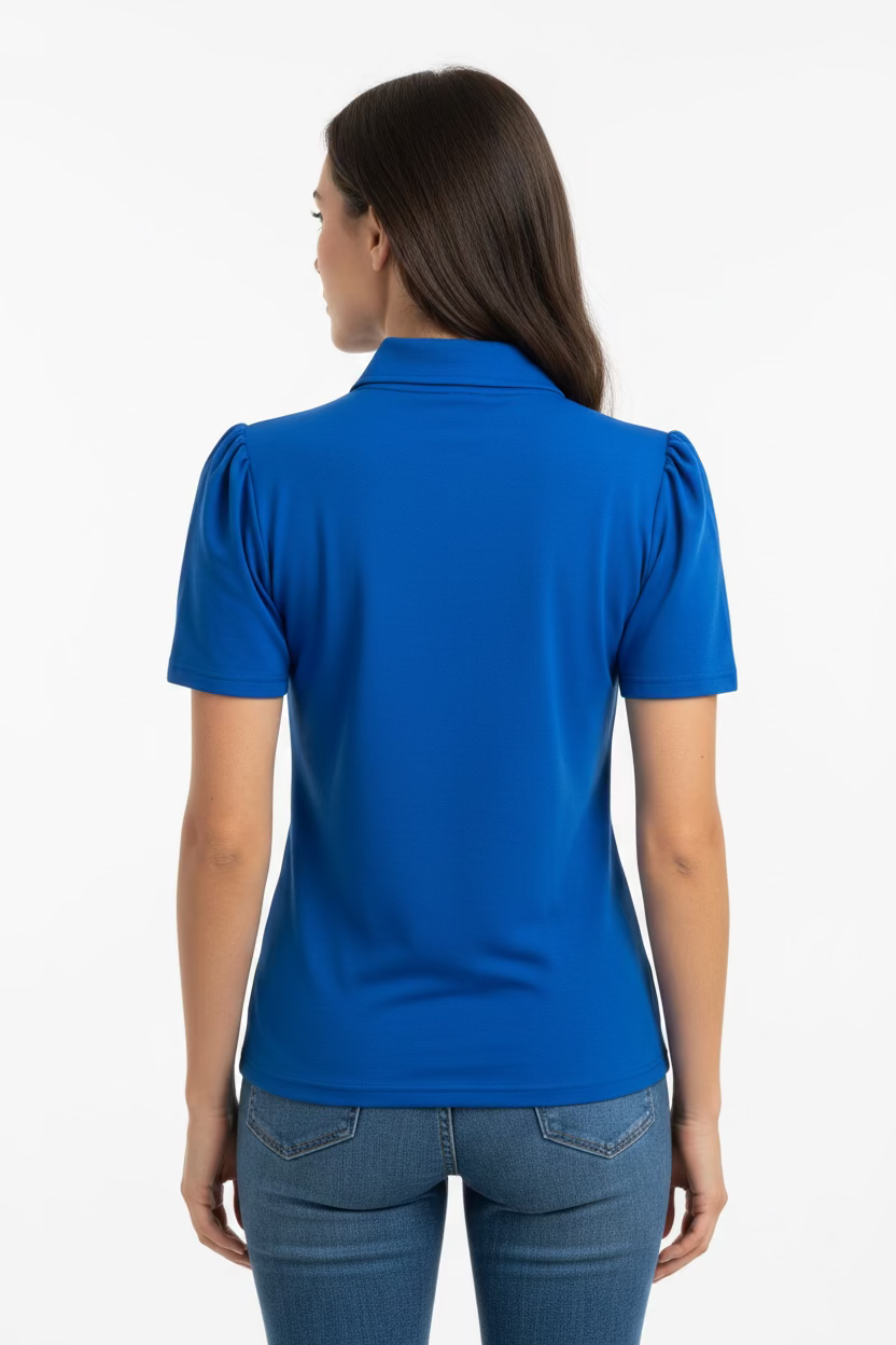 Smith & Quinn Womens Reagan Short Sleeve Button Polo - Cerulean