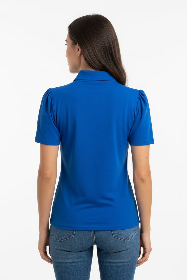 Smith & Quinn Womens Reagan Short Sleeve Button Polo - Cerulean