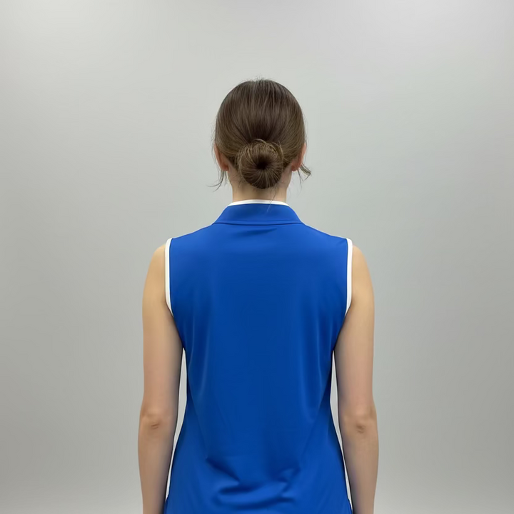 Smith & Quinn Quarter Zip Sleeveless Polo - Royal Blue/White