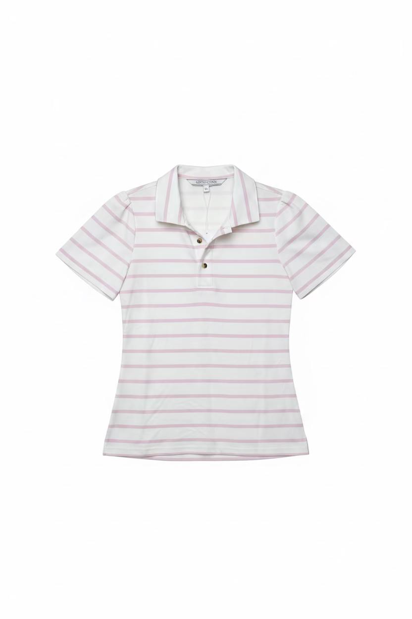 Smith & Quinn Reagan Short Sleeve Button Stripe Polo - White/Poppy Pink