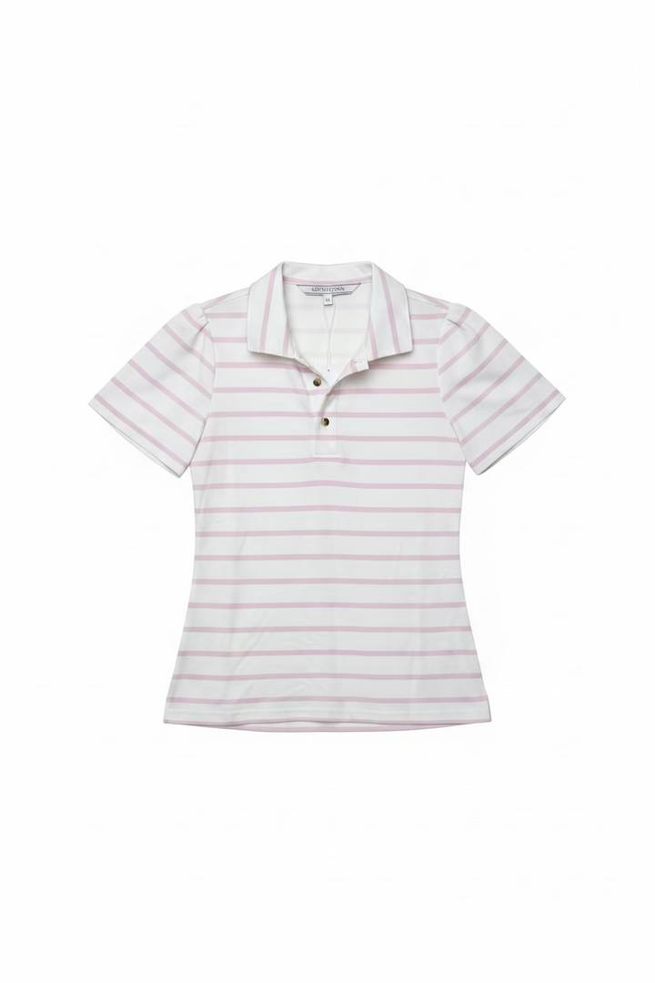 Smith & Quinn Reagan Short Sleeve Button Stripe Polo - White/Poppy Pink