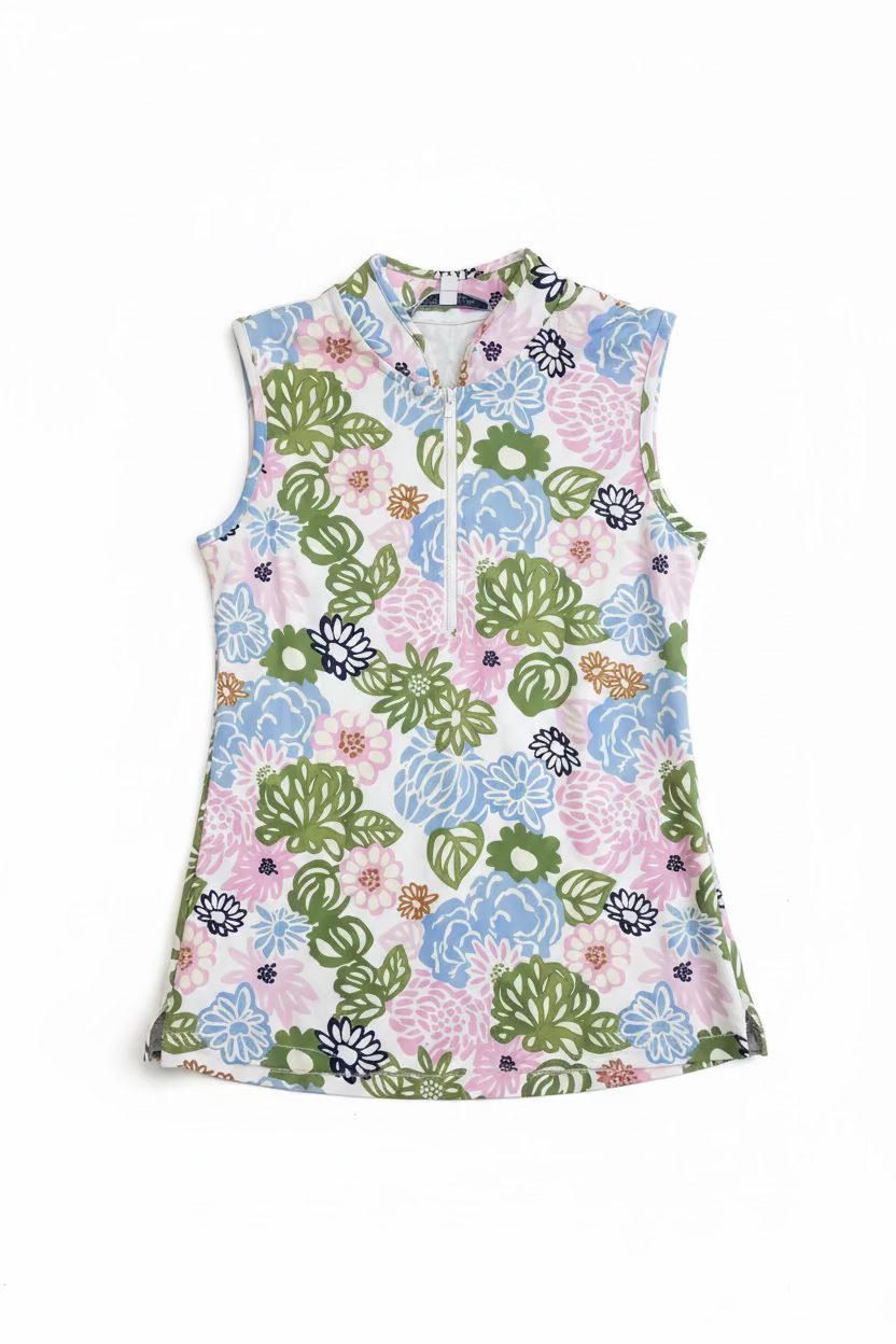 Smith & Quinn Womens Kennedy Sleeveless Zip Polo - Limelight Garden