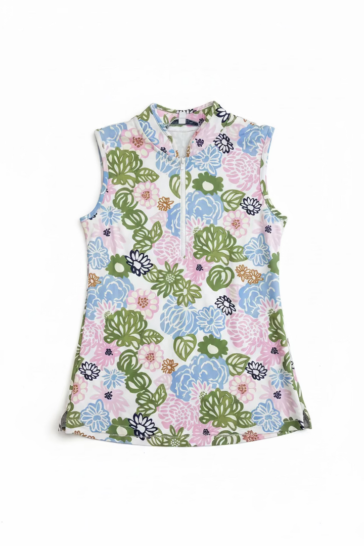 Smith & Quinn Womens Kennedy Sleeveless Zip Polo - Limelight Garden