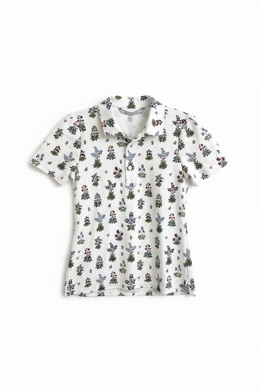 Smith & Quinn Womens Reagan Floral Short Sleeve Polo - White/Bouquet Of Flowers