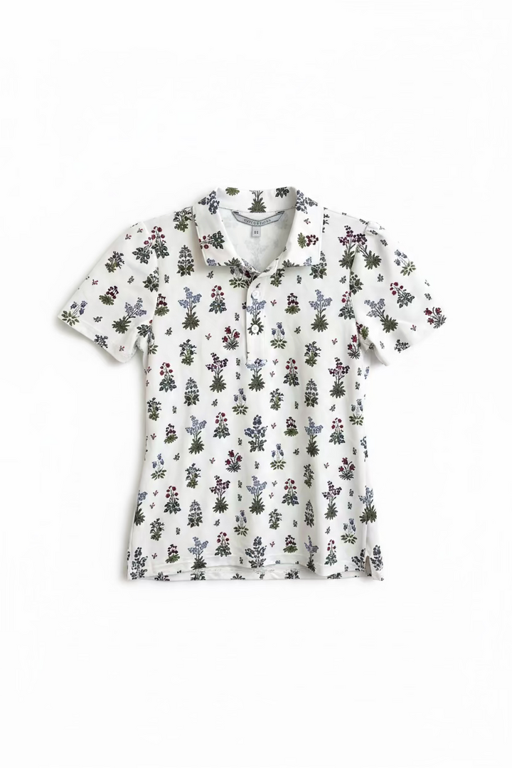 Smith & Quinn Womens Reagan Floral Short Sleeve Polo - White/Bouquet Of Flowers