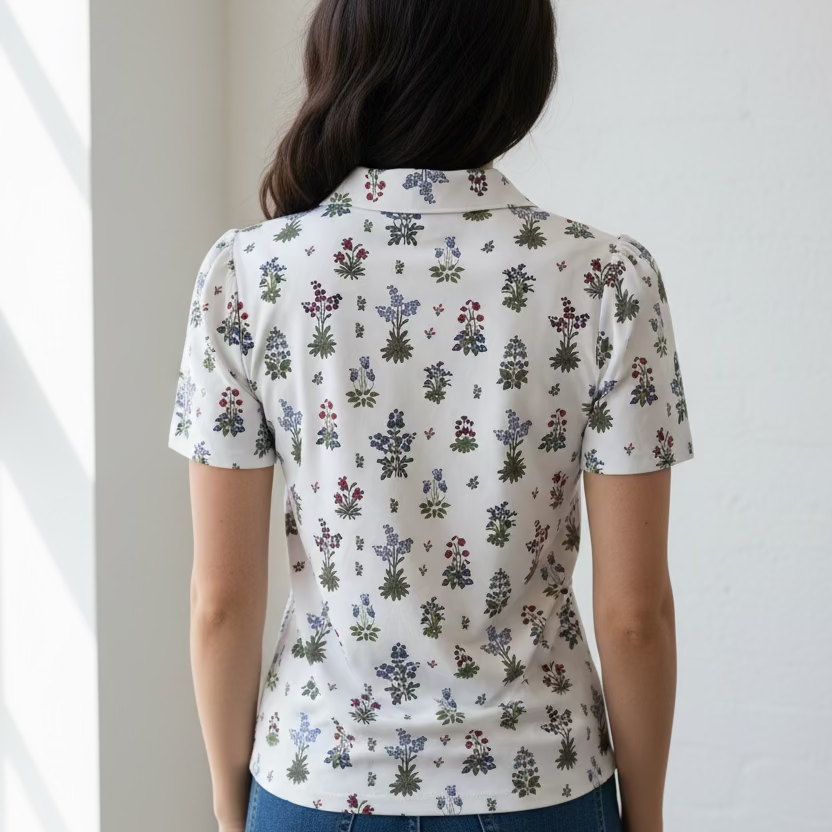 Smith & Quinn Womens Reagan Floral Short Sleeve Polo - White/Bouquet Of Flowers