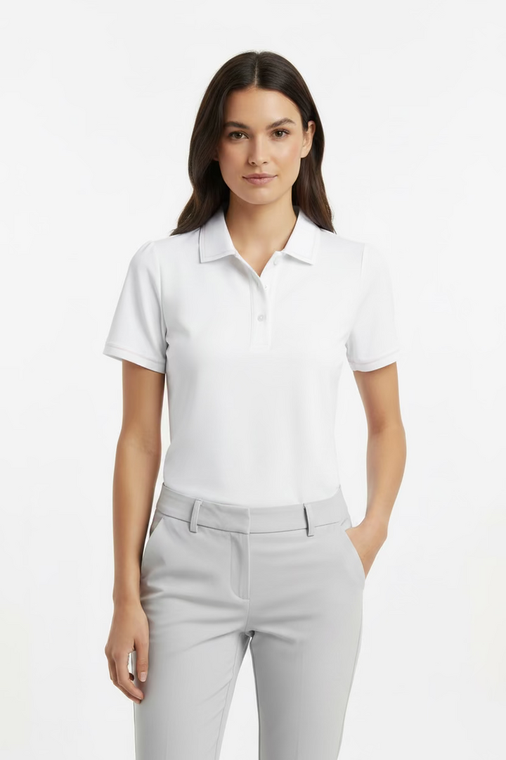 Smith & Quinn Reagan Short Sleeve Button Polo - White/Pink Pearl