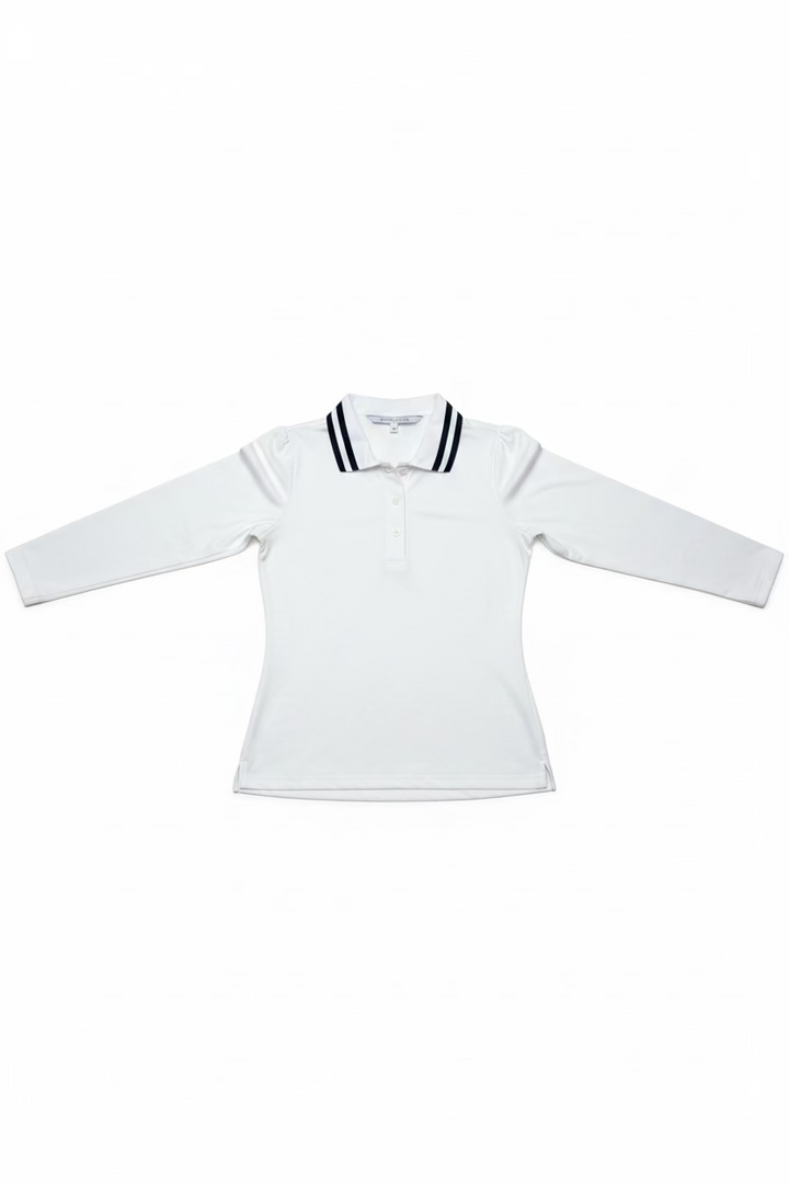 Smith & Quinn Jean Quarter Button Long Sleeve Polo - White/Black