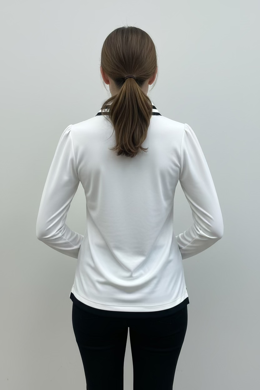 Smith & Quinn Jean Quarter Button Long Sleeve Polo - White/Black