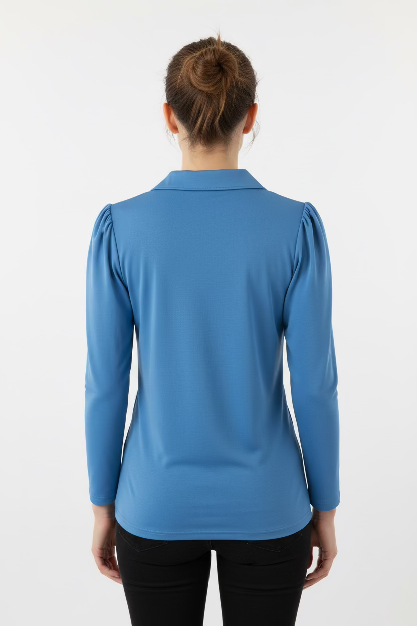 Smith & Quinn Jean Quarter Button Long Sleeve Polo - Hydrangea