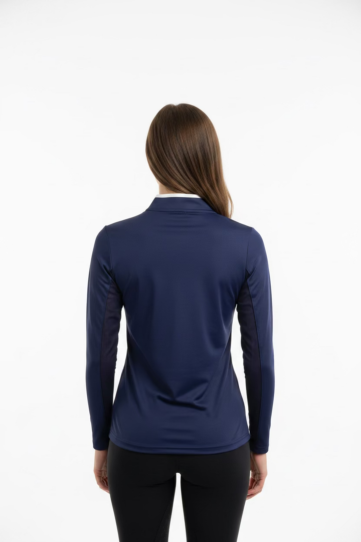 Smith & Quinn Womens Carey Quarter Zip Long Sleeve Polo - Navy/White