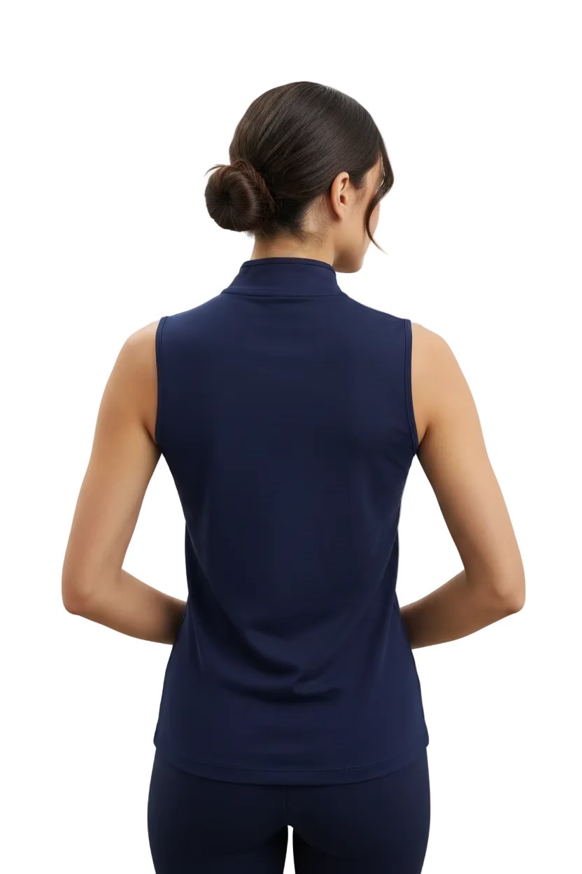 Smith & Quinn Womens Kennedy Pique Quarter Zip Sleeveless Polo - Navy