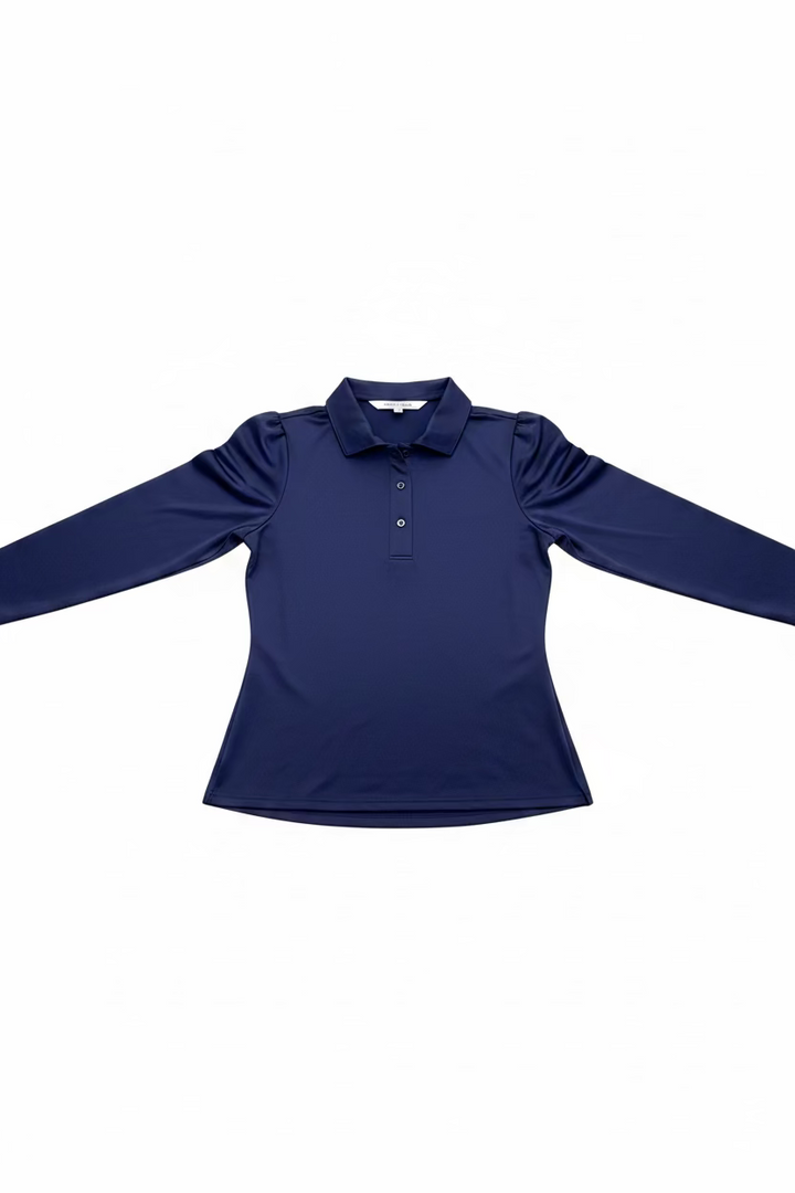 Smith & Quinn Womens Jean Quarter Button Long Sleeve Polo - Navy