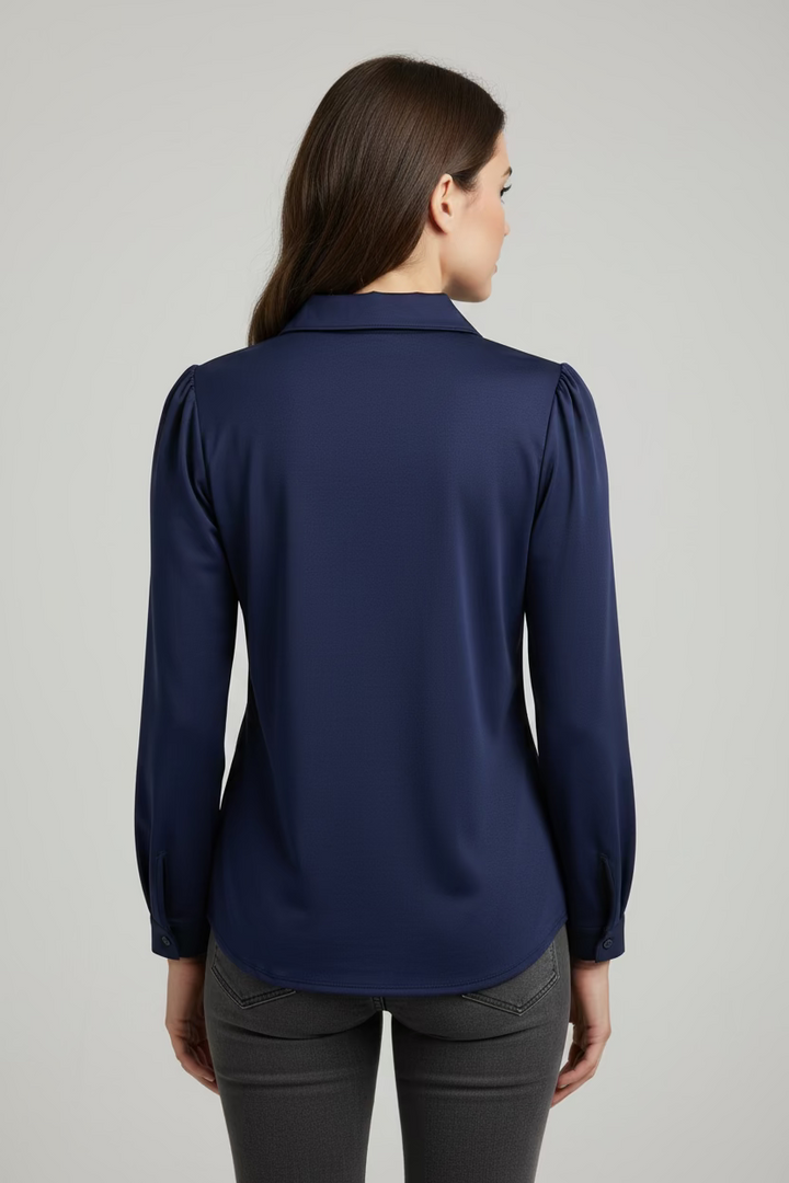 Smith & Quinn Womens Jean Quarter Button Long Sleeve Polo - Navy