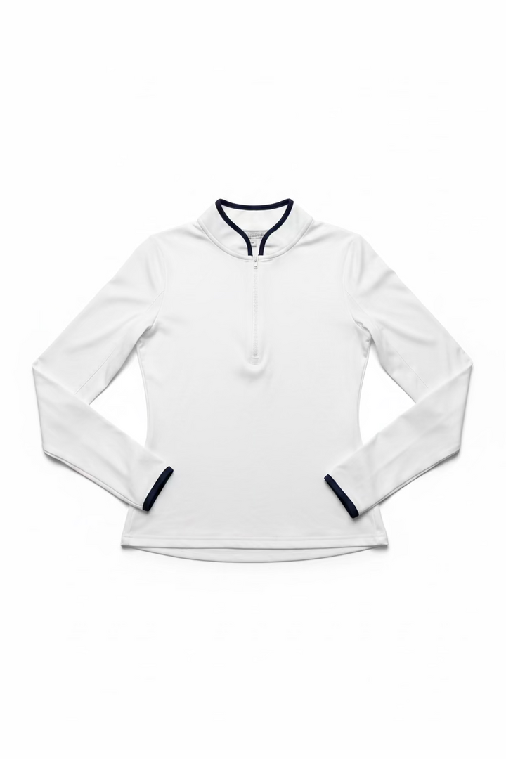 Smith & Quinn Womens Carey Quarter Zip Long Sleeve Polo - White/Navy