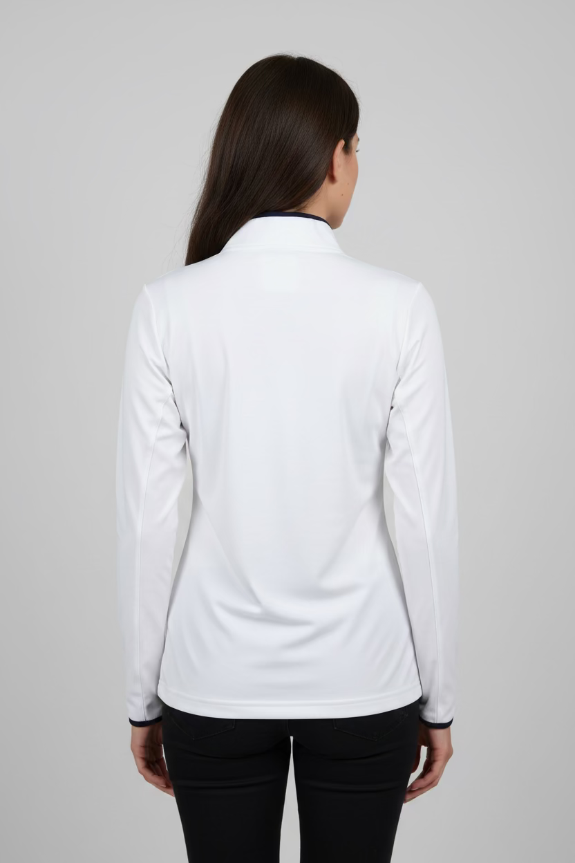 Smith & Quinn Womens Carey Quarter Zip Long Sleeve Polo - White/Navy
