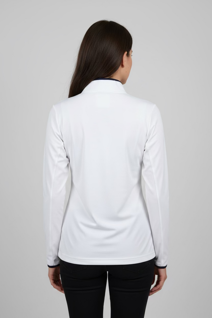 Smith & Quinn Womens Carey Quarter Zip Long Sleeve Polo - White/Navy