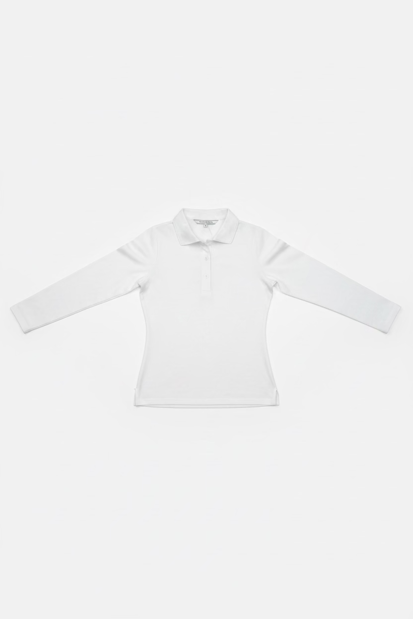 Smith & Quinn Womens Jean Pique Quarter Button Long Sleeve Polo - White