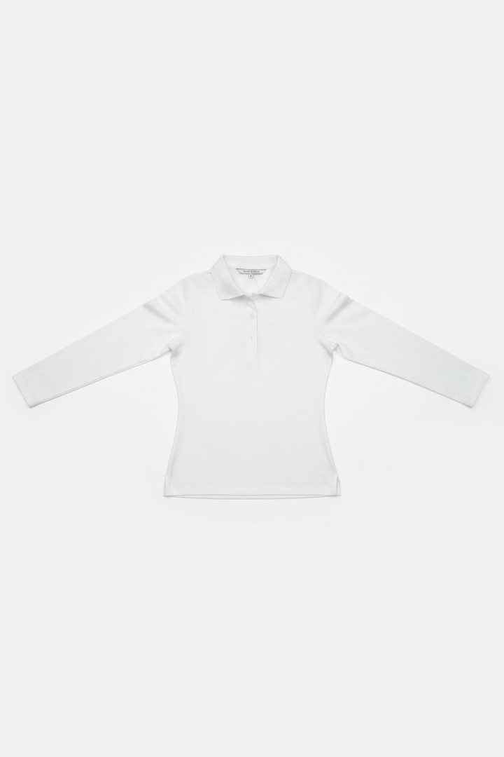 Smith & Quinn Womens Jean Pique Quarter Button Long Sleeve Polo - White