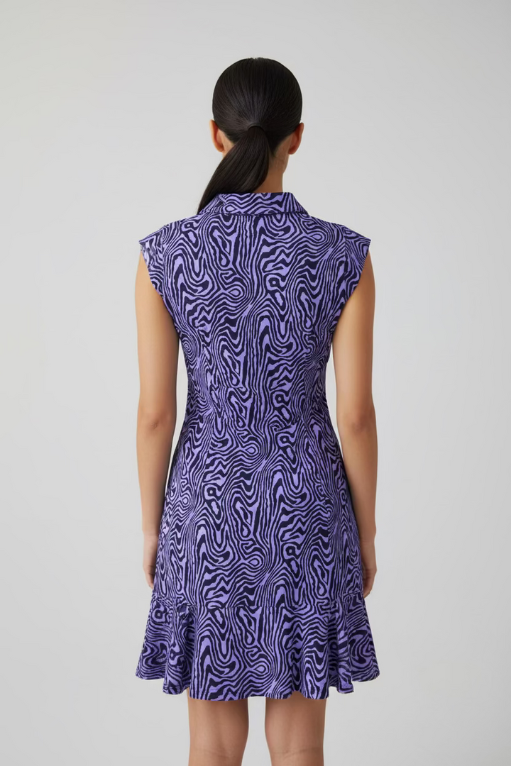 IBKUL Womens Melanie Sleeveless Zip Dress - Purple Zebra Party