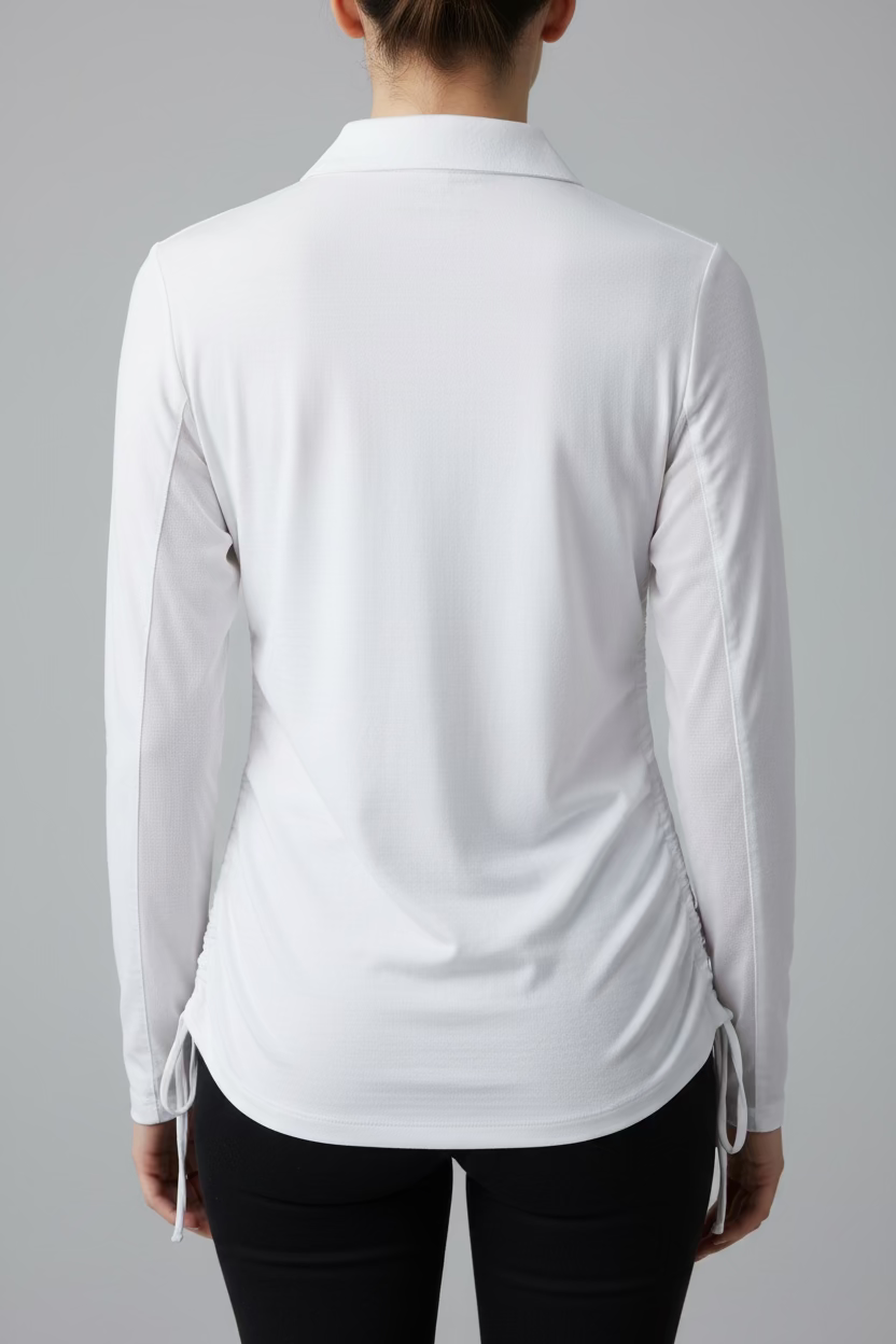 IBKUL Womens Lola Long Sleeve Zip Polo - White - Small