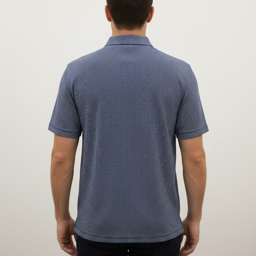 IBKUL Mens The Chip Short Sleeve Button Polo - Navy/White