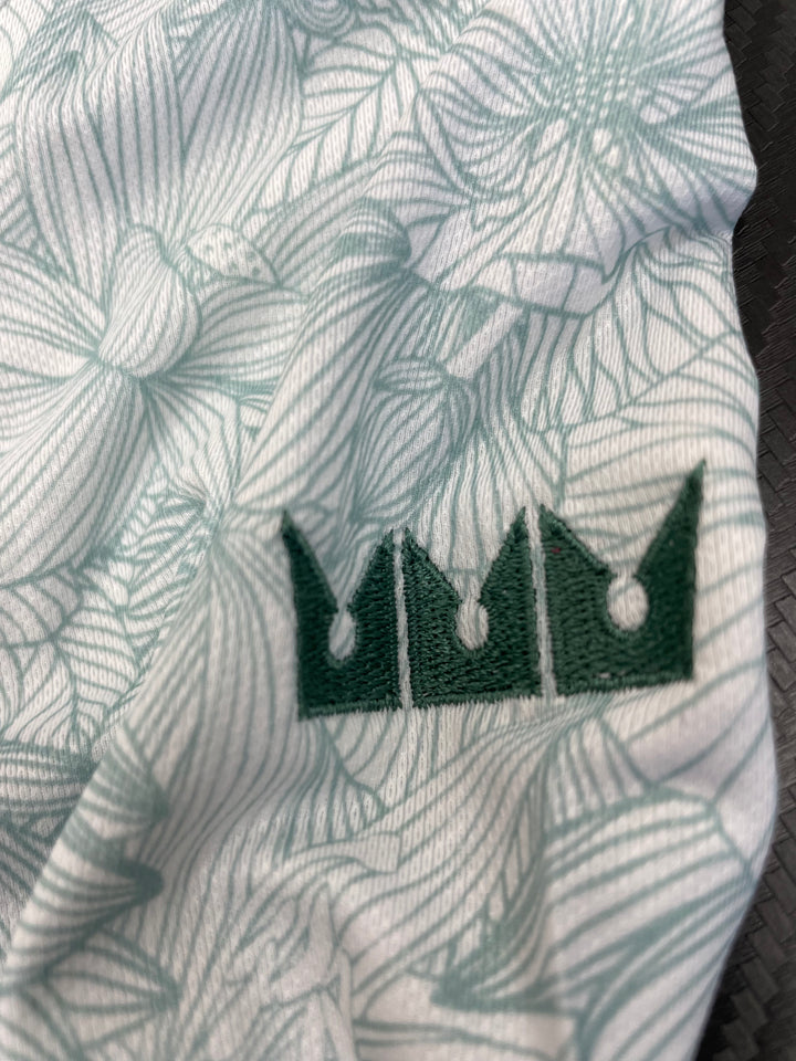 Straight Down Womens Annie Zip Long Sleeve Polo (w/logo) - Seafoam/White