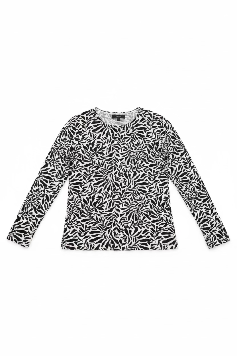 Kastel Womens Floral Crewneck Sweater - Black/White