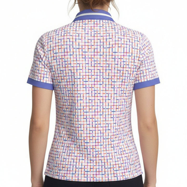 Penguin Womens Jolene Short Sleeve Zip Polo - Bright White/Ultramarine