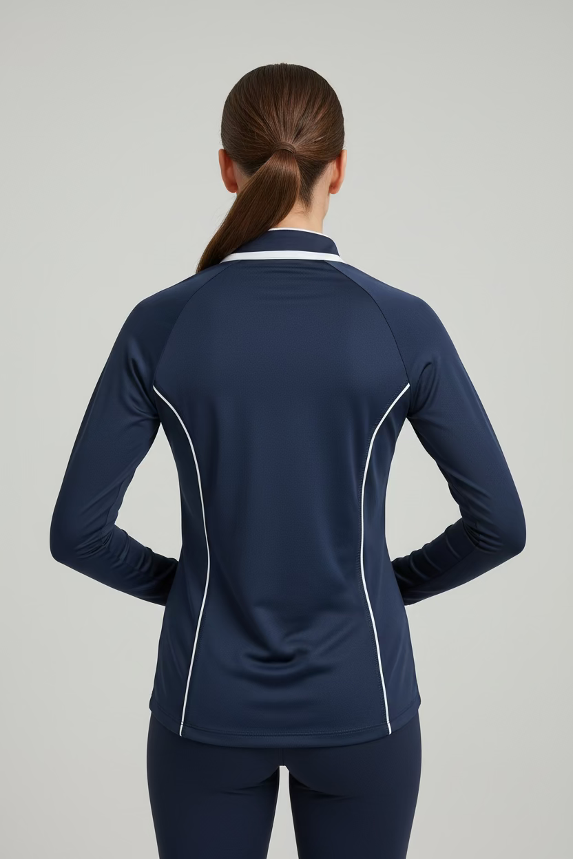 Penguin Womens Polly Long Sleeve Polo - Black Iris