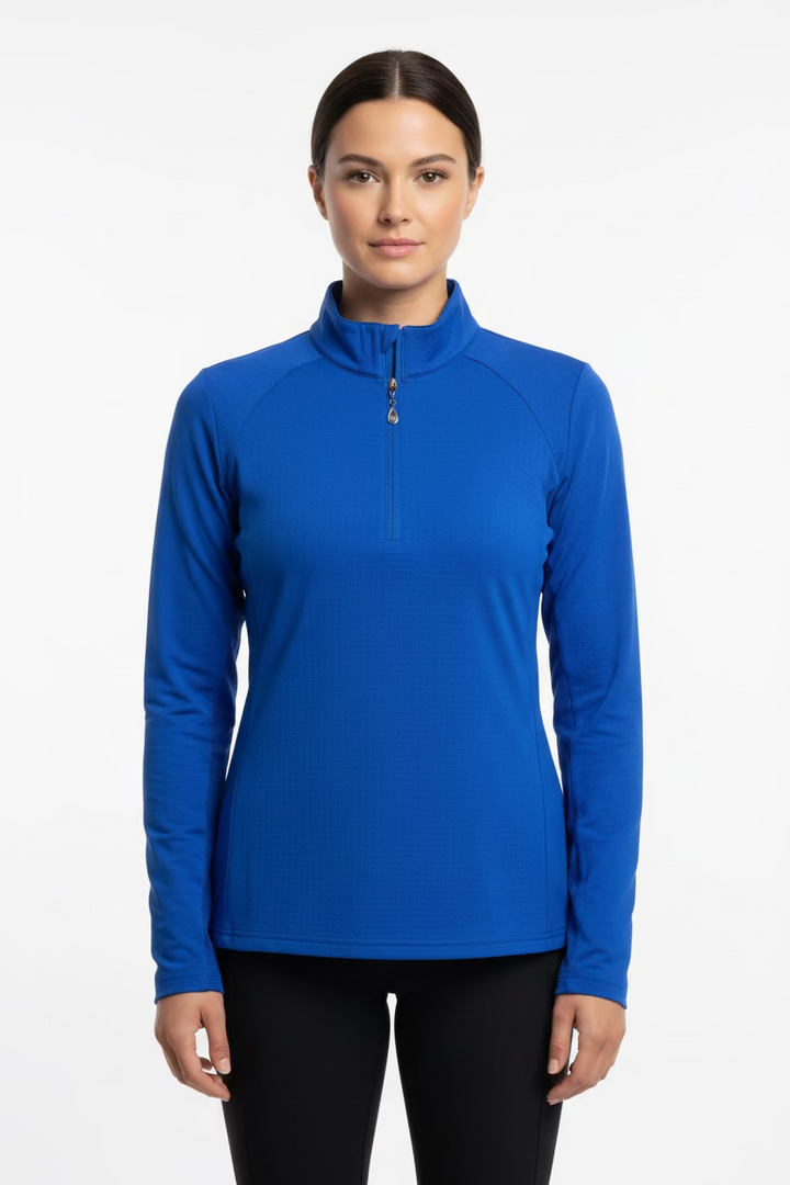 SanSoleil Womens Long Sleeve Zip Polo - Electric Blue
