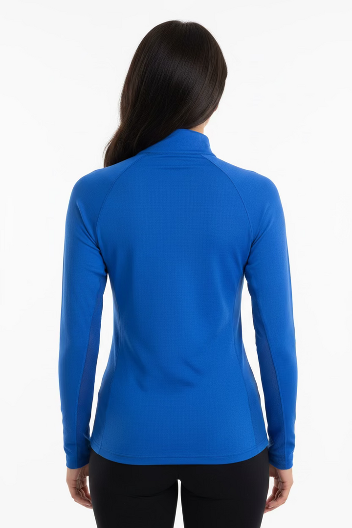 SanSoleil Womens Long Sleeve Zip Polo - Electric Blue