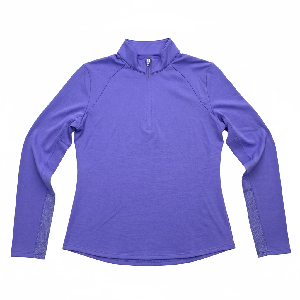SanSoleil Womens Long Sleeve Zip Polo - Iris
