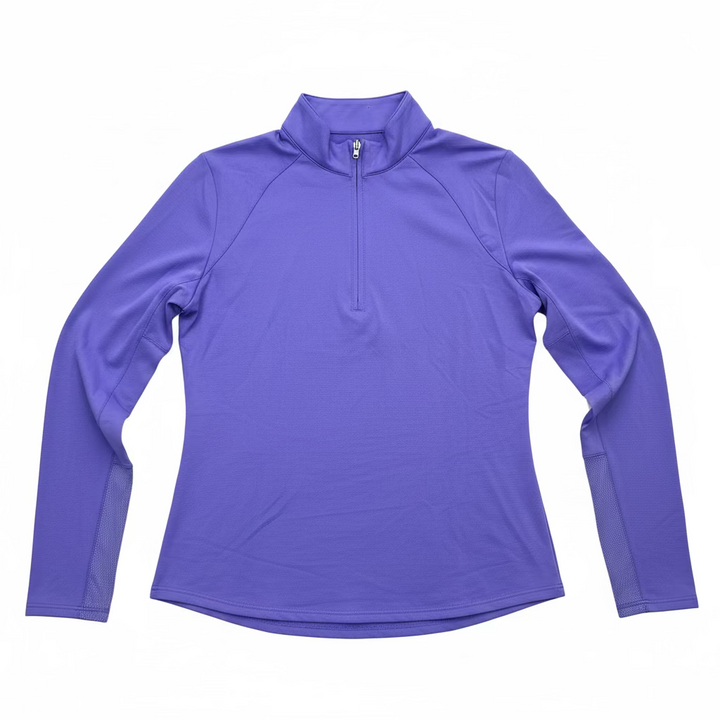 SanSoleil Womens Long Sleeve Zip Polo - Iris