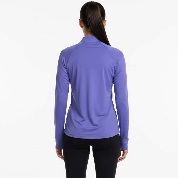 SanSoleil Womens Long Sleeve Zip Polo - Iris