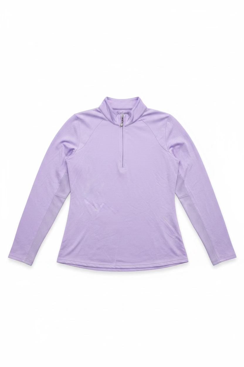 SanSoleil Womens Long Sleeve Zip Polo - Lilac
