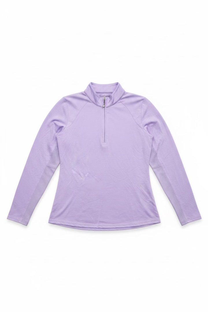 SanSoleil Womens Long Sleeve Zip Polo - Lilac
