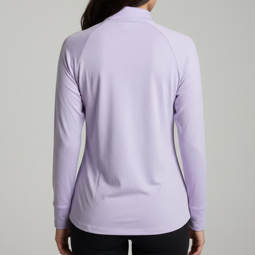 SanSoleil Womens Long Sleeve Zip Polo - Lilac