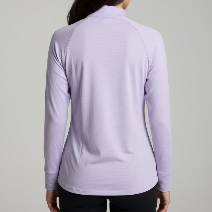 SanSoleil Womens Long Sleeve Zip Polo - Lilac