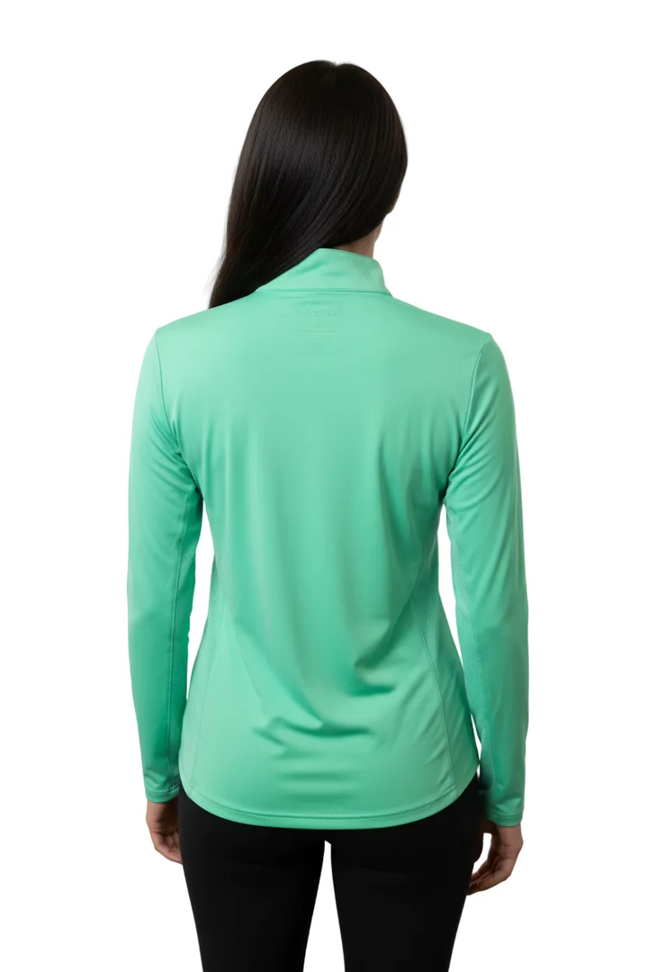 SanSoleil Womens Long Sleeve Zip Polo - Spring Green